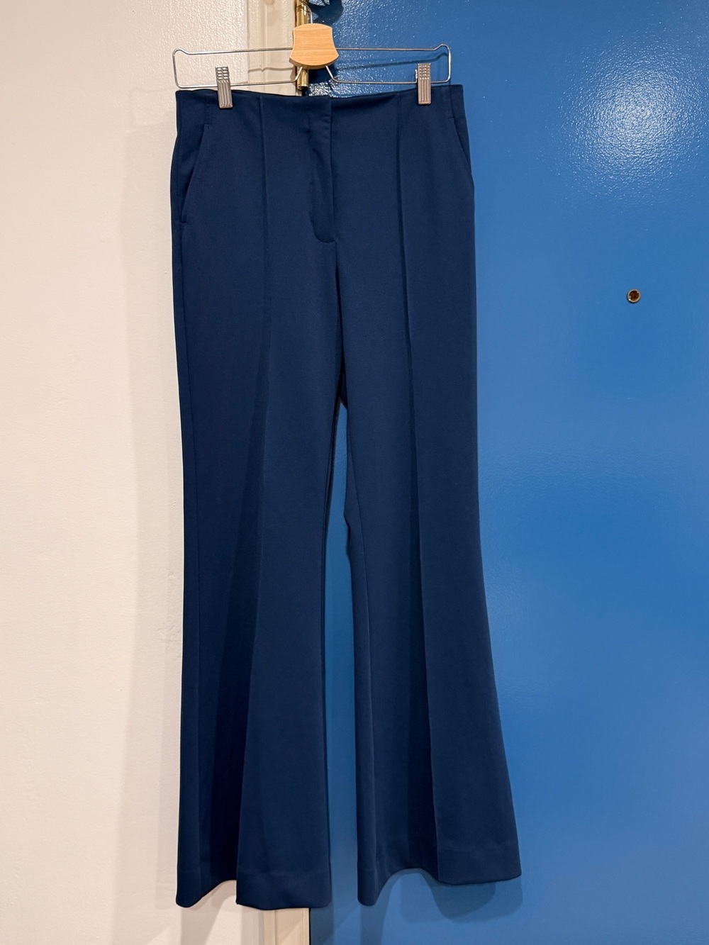 Tory Burch Tailored Drapey Mélange Pants - Navy Blue - Size 4